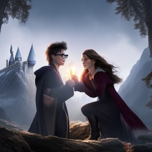 Passionate Golden Embrace: Digital Art in Art Nouveau Style