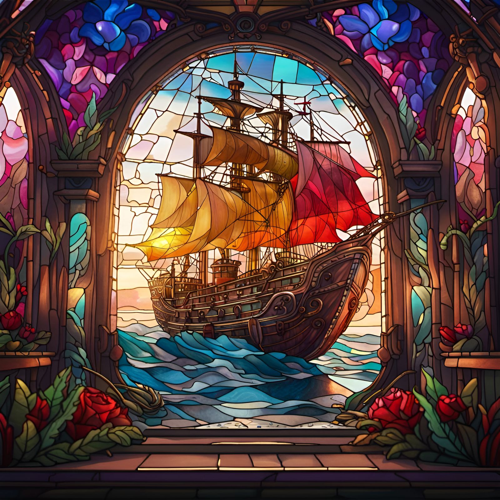 Stained Glass Ship