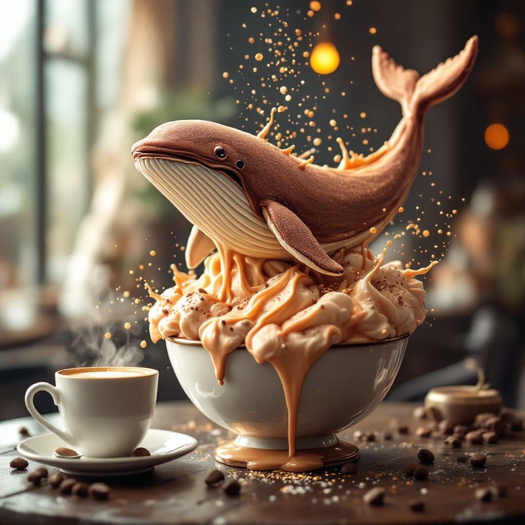 Whale Icecream Sculpture in a Fantasy Desert Oasis