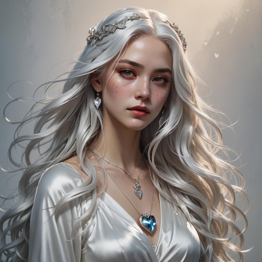 Girl in White Gown: Hyperrealistic Digital Art