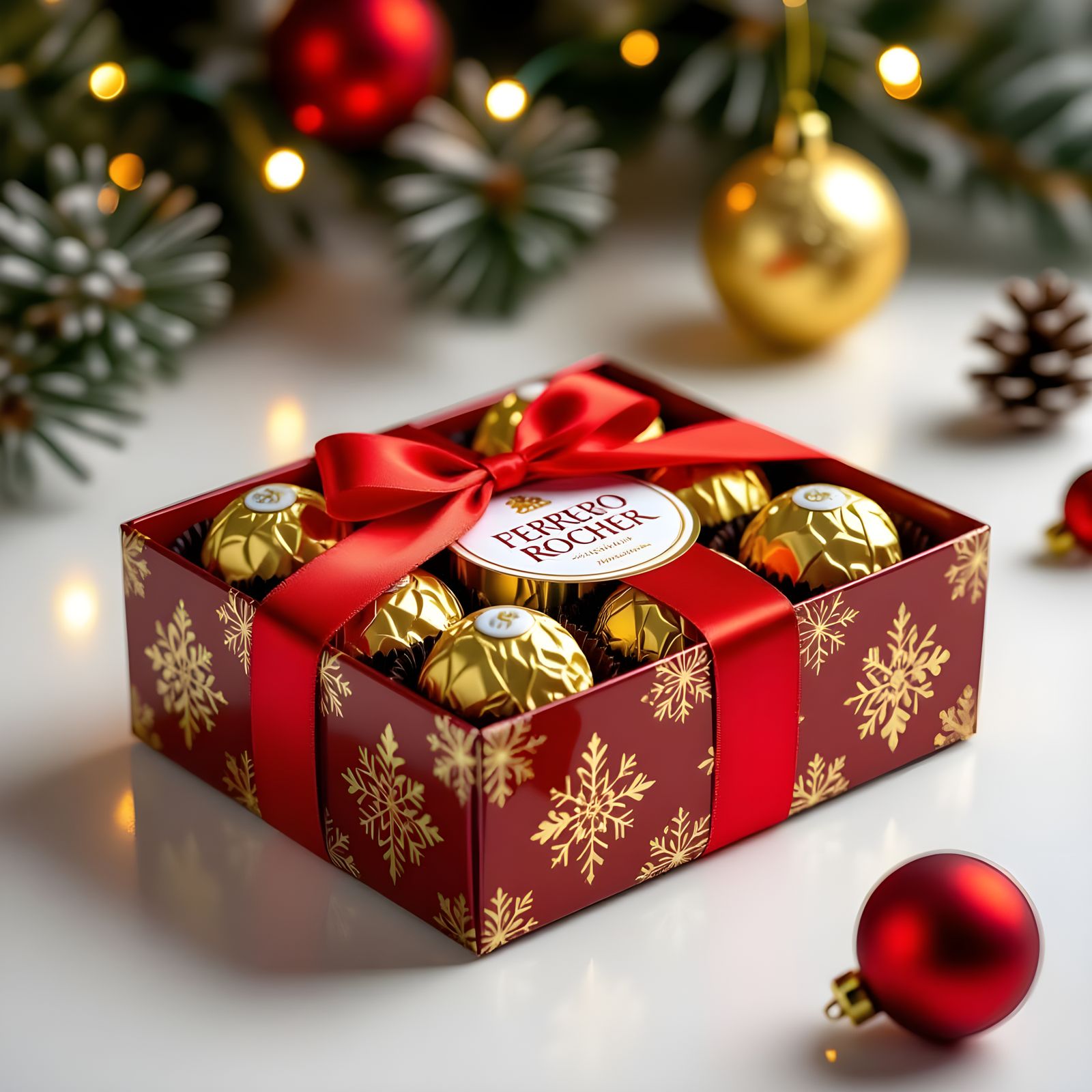 Christmas Ferrero Rocher Box on White Background