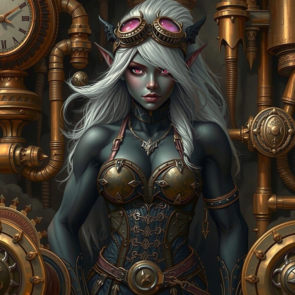 Dark Fantasy Drow Elf Warrior in Ominous Landscape