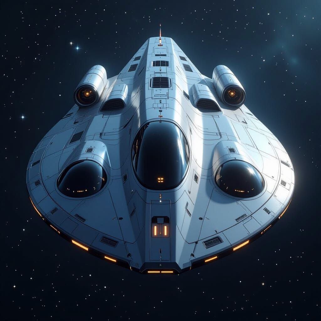 Futuristic Spaceship Concept Art in Metallic 3D Render
