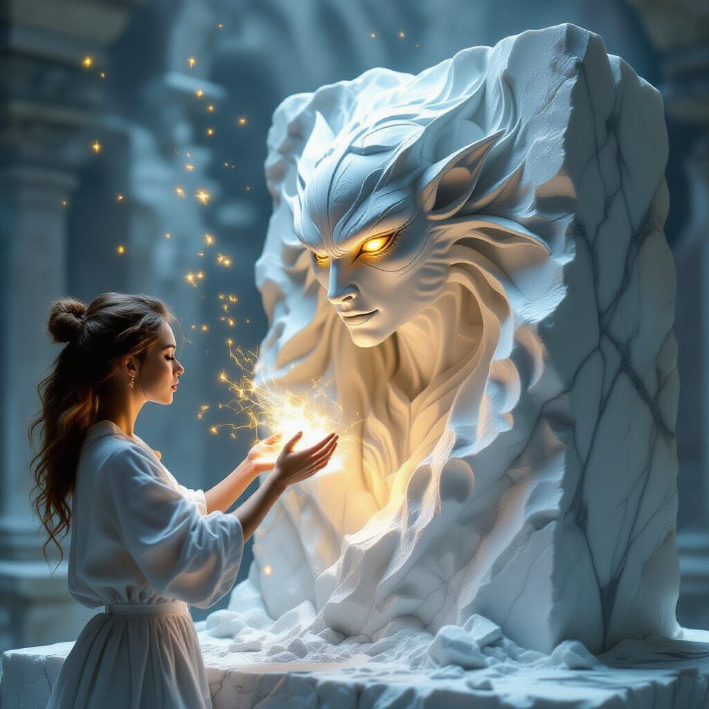 Arcane Sculptor Animates Marble Creature