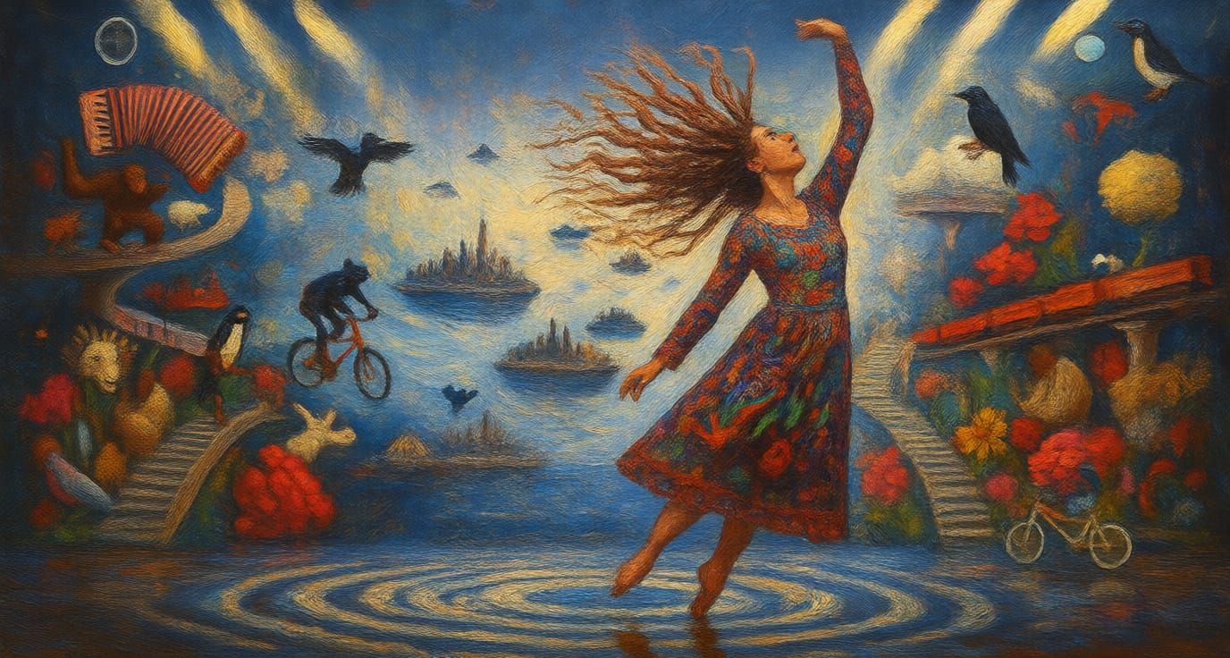 Dancing Woman in Flowing Ink: Psychedelic Art