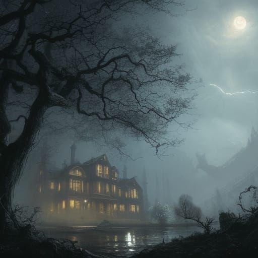 Haunting Landscape with Haunted Mansion in Unreal Engine 5