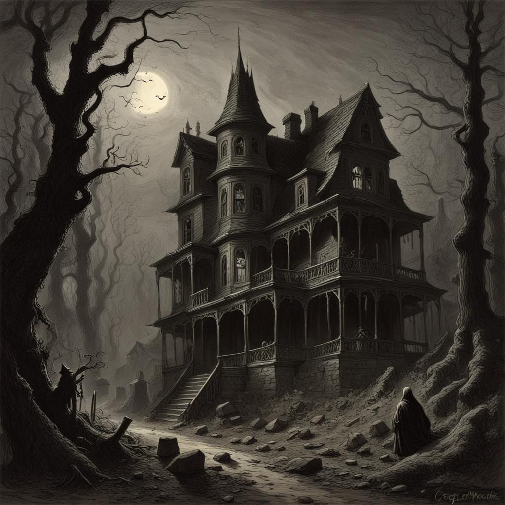 Eerie Haunted House in Forest: A Dark Fantasy