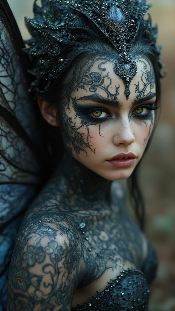 Fairy Goddess of Black Nebulae with Translucent Wings