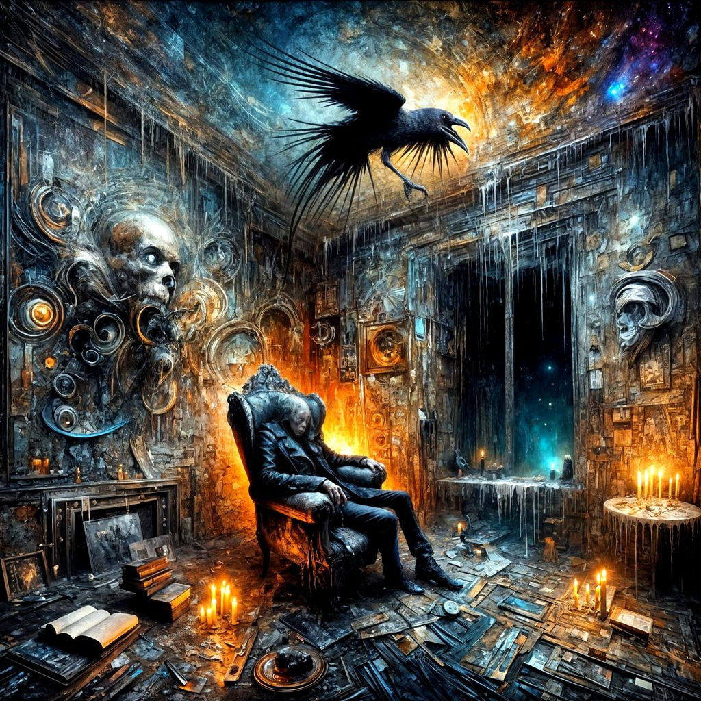 Haunting Urbanpunk Scene in Hypermaximalist Style