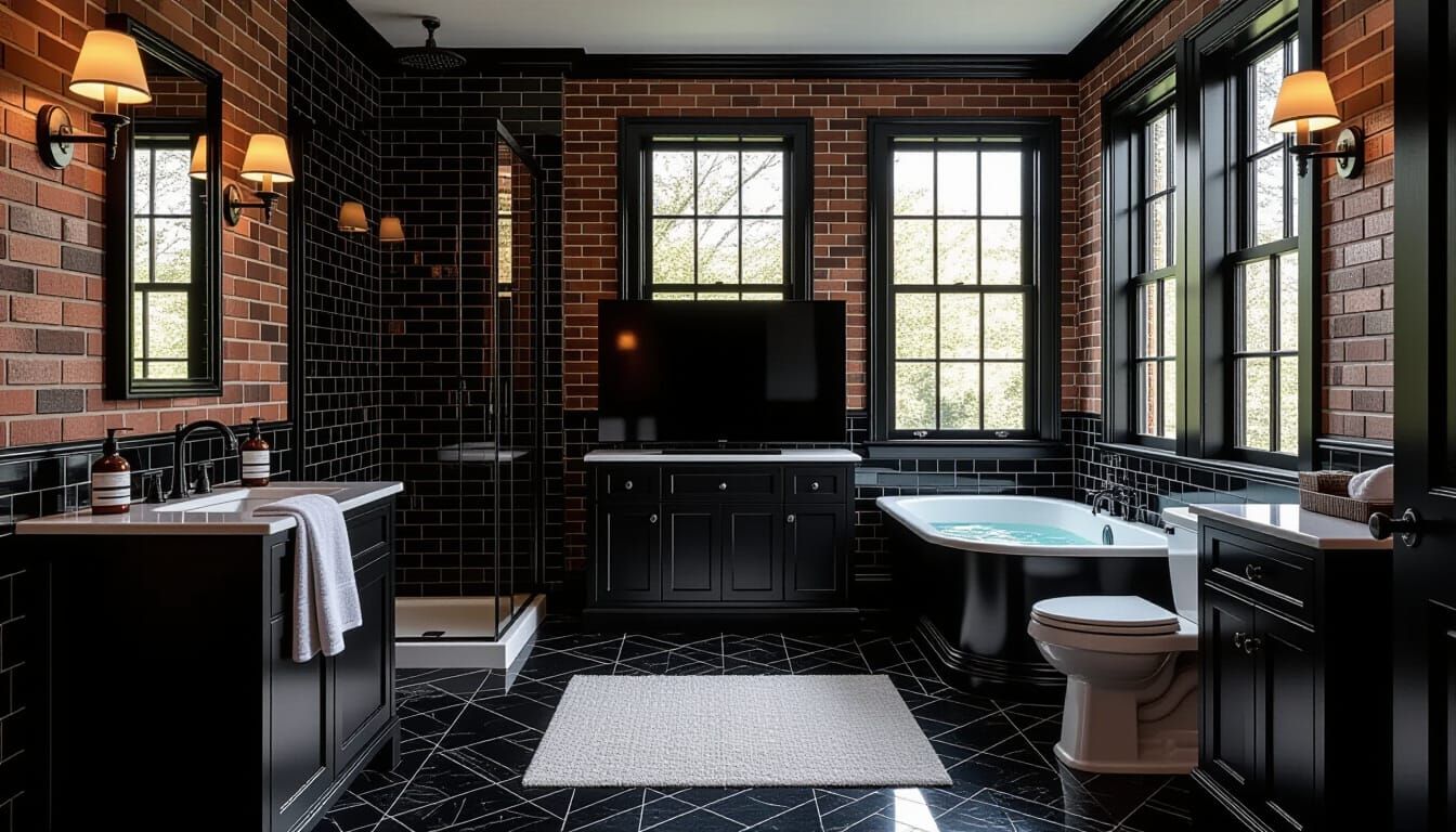 Victorian Bathroom Interior with Dramatic Lighting