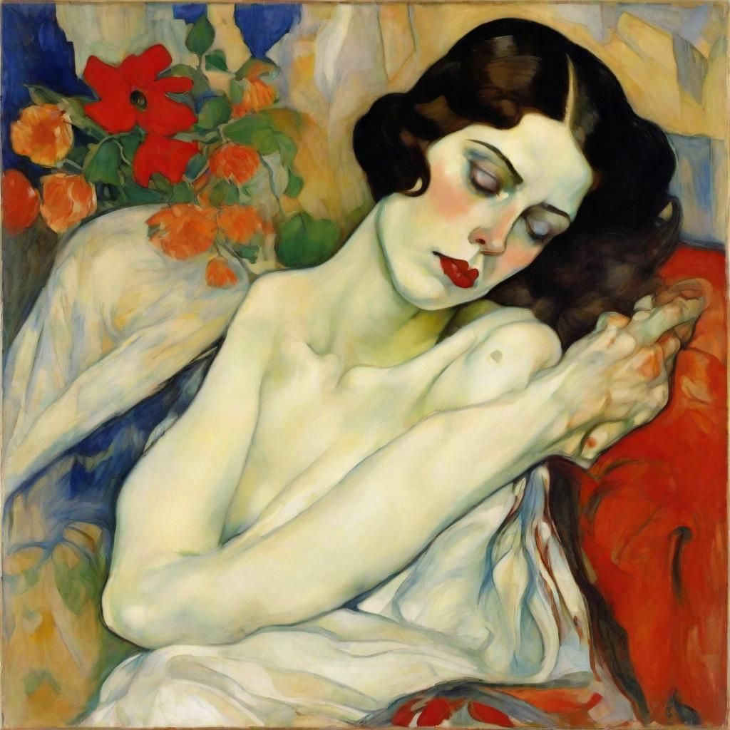 Vampire's Spiritual Beauty: Art Nouveau Portrait