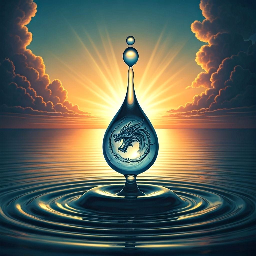 Transparent Water Dragon Emerges From Ocean Splash