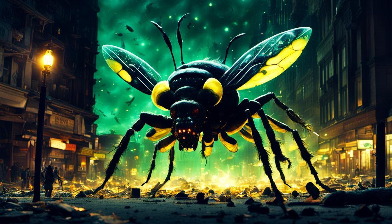 Giant Mutant Fireflies Destroy Cities at Night