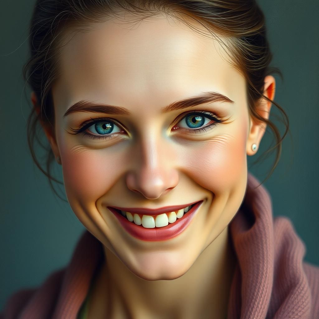 Serene Portrait of a Smiling Woman in Impressionist Style