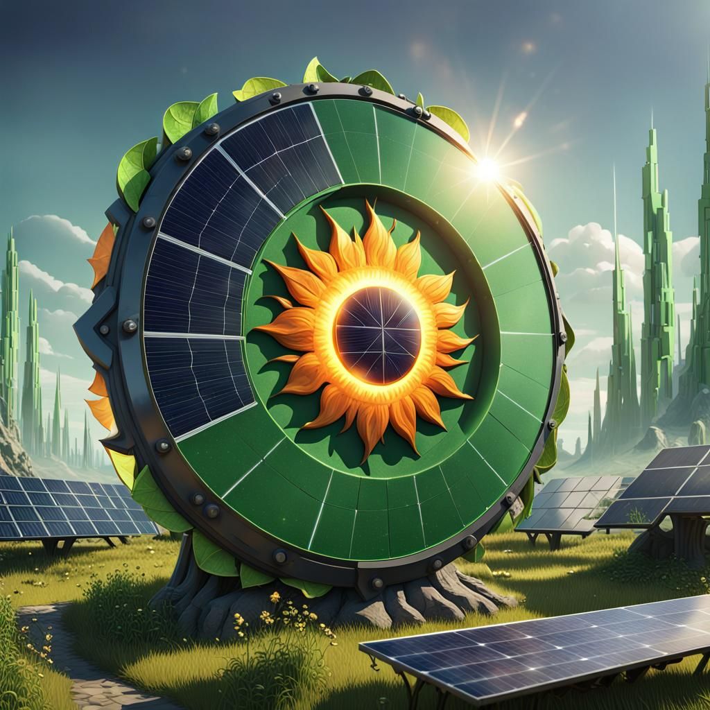 Futuristic Solar Shield with Green Energy Solutions