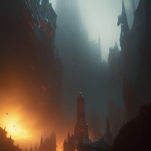 Dark Fantasy Watcher: Hyperdetailed Art by Rutkowski