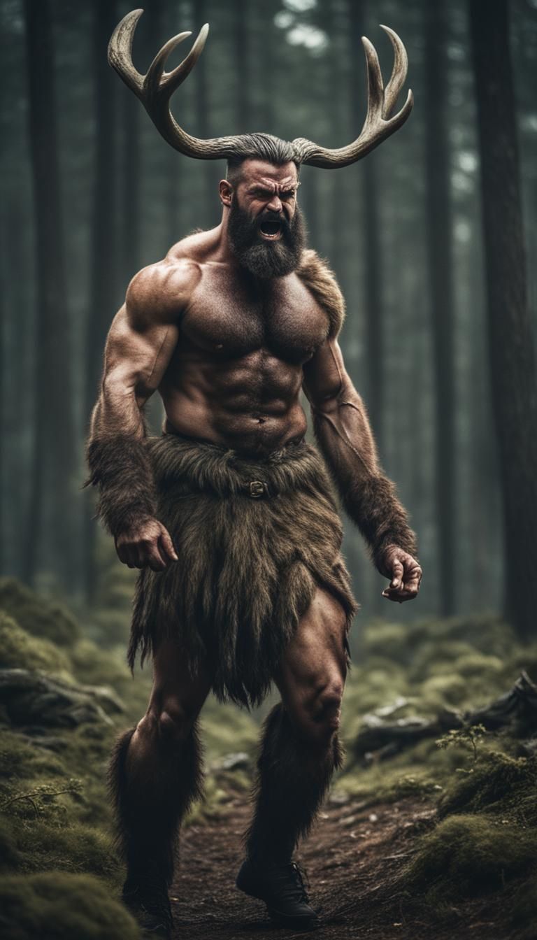 Cinematic Satyr with Antlers and Evil Grin