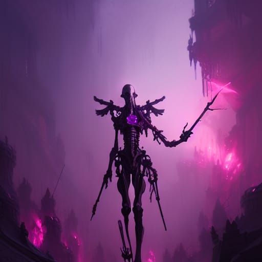 Pink purple and blue cyber reaper