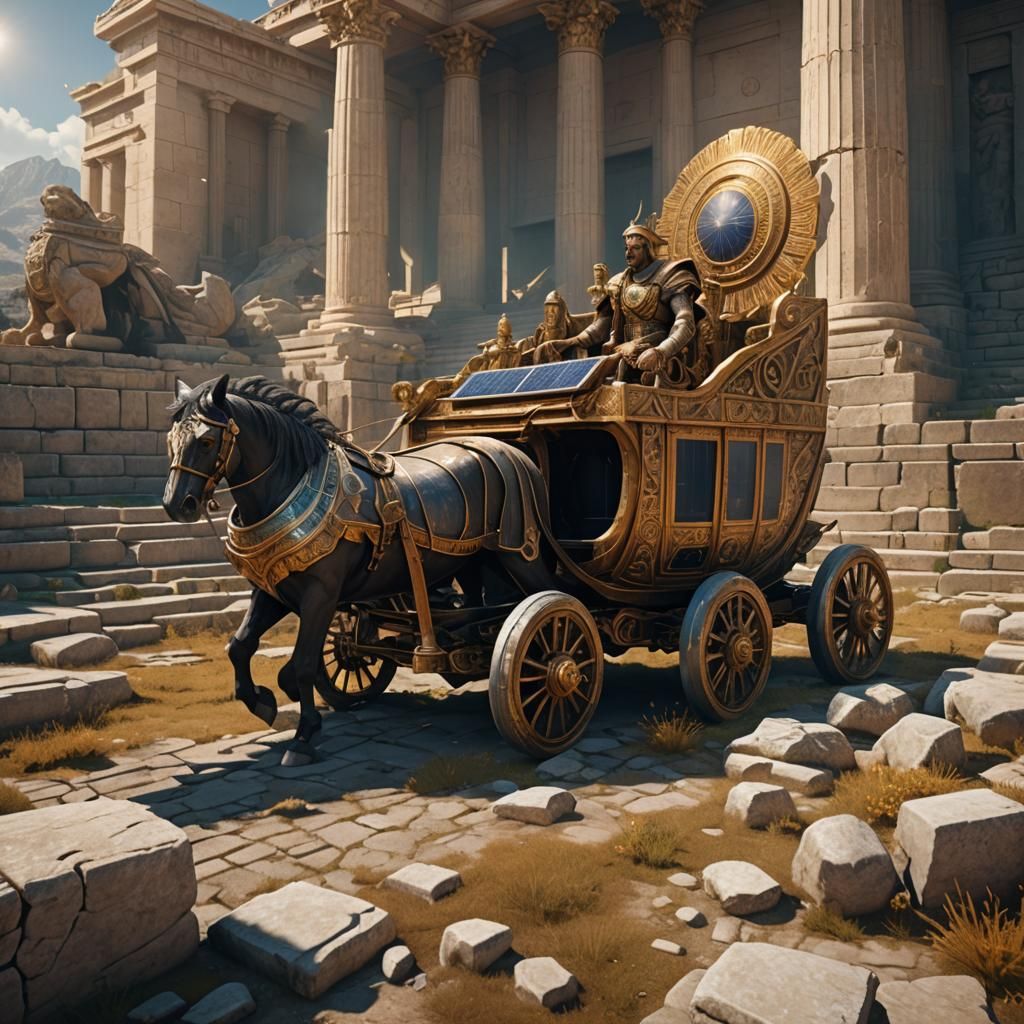 Solar Chariot in Ancient Greece: Detailed Matte Painting