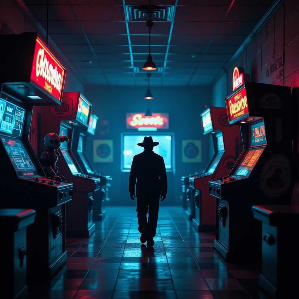 Creepy 80s Arcade Restaurant with William Afton Shadow