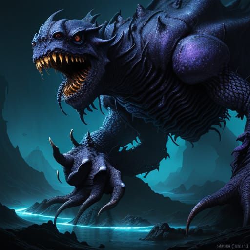 Angry Tentacled Creature in Dark Fantasy Style