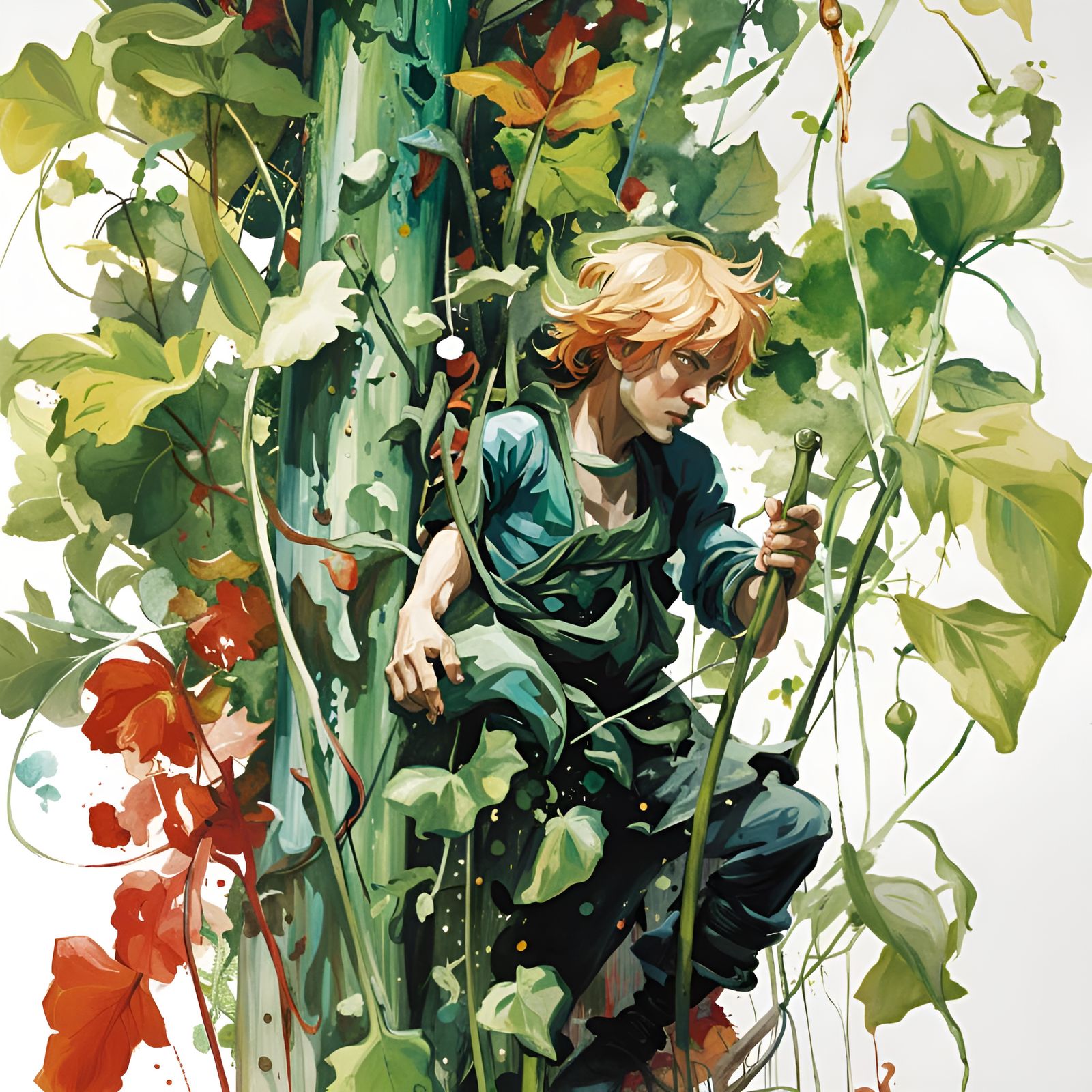 Jack Climbs Beanstalk with Art Nouveau Flair