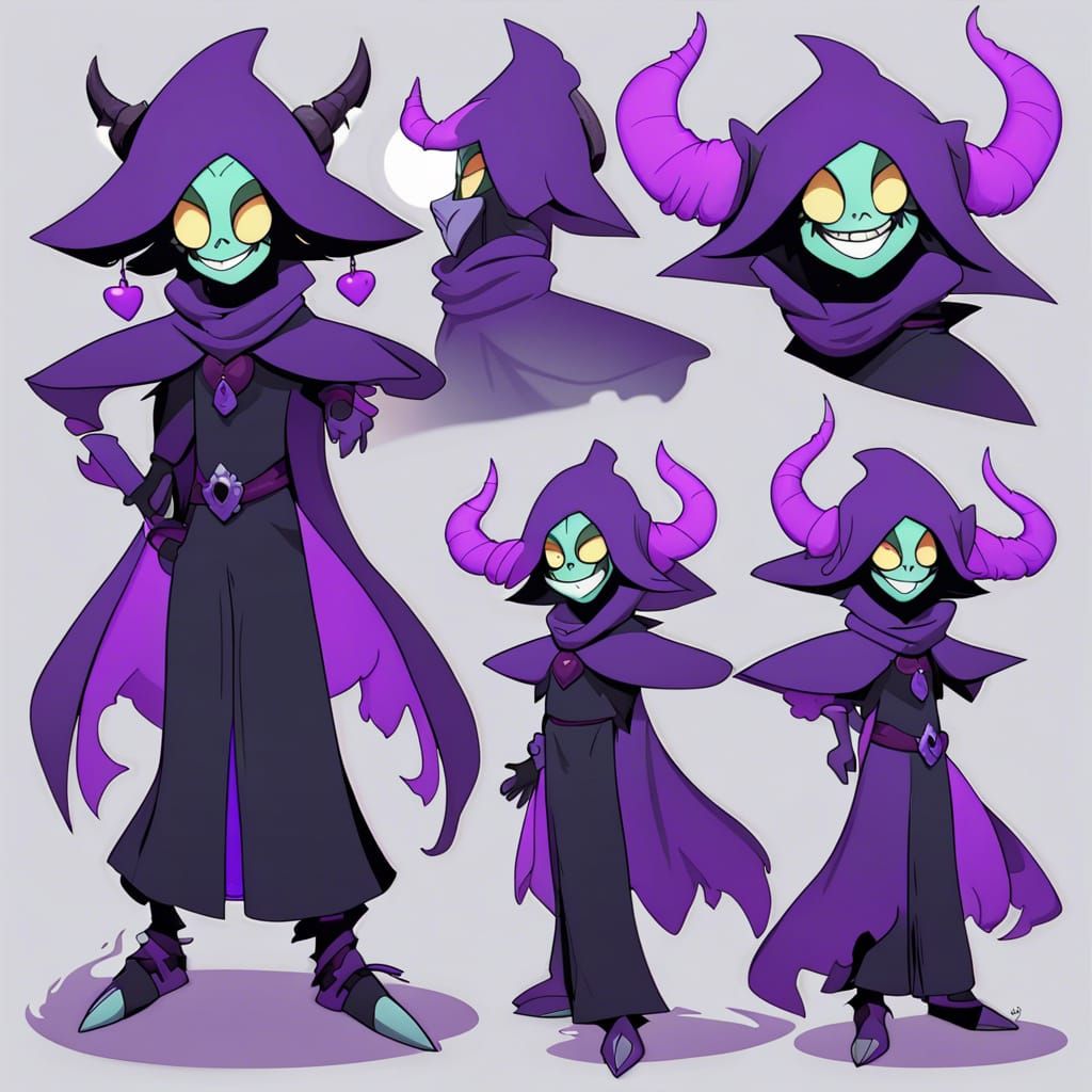 Jevil as D&D Tiefling Bard/Warlock Character