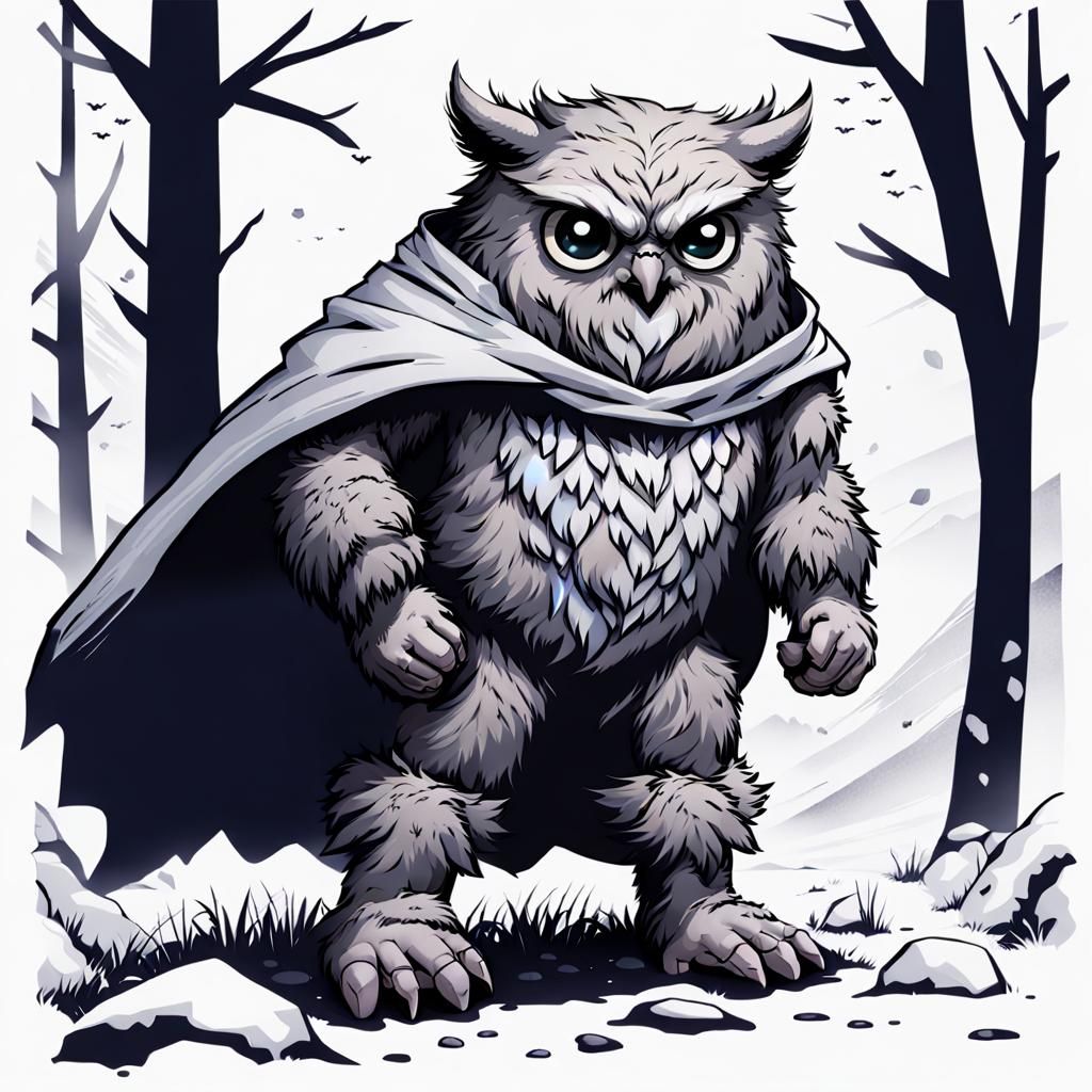 Owlbear Superhero with Cape and Cowl