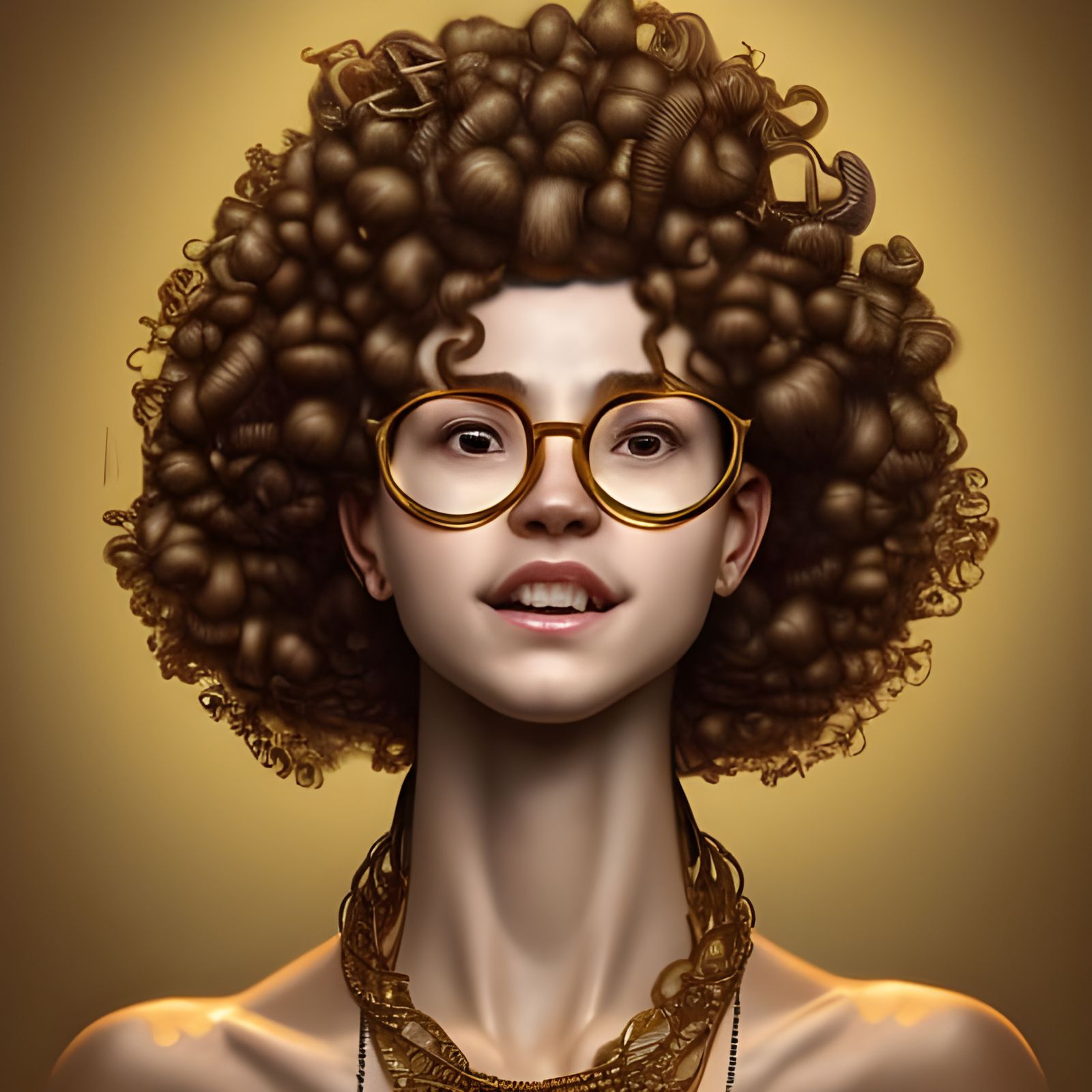 Giraffe with Gold Teeth: Hyperdetailed Portrait