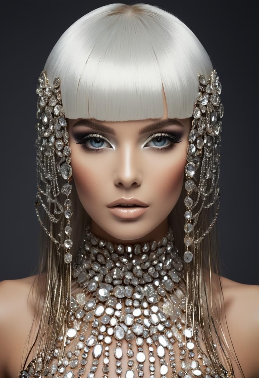 Fashion Portrait: Woman with Rhinestone Makeup