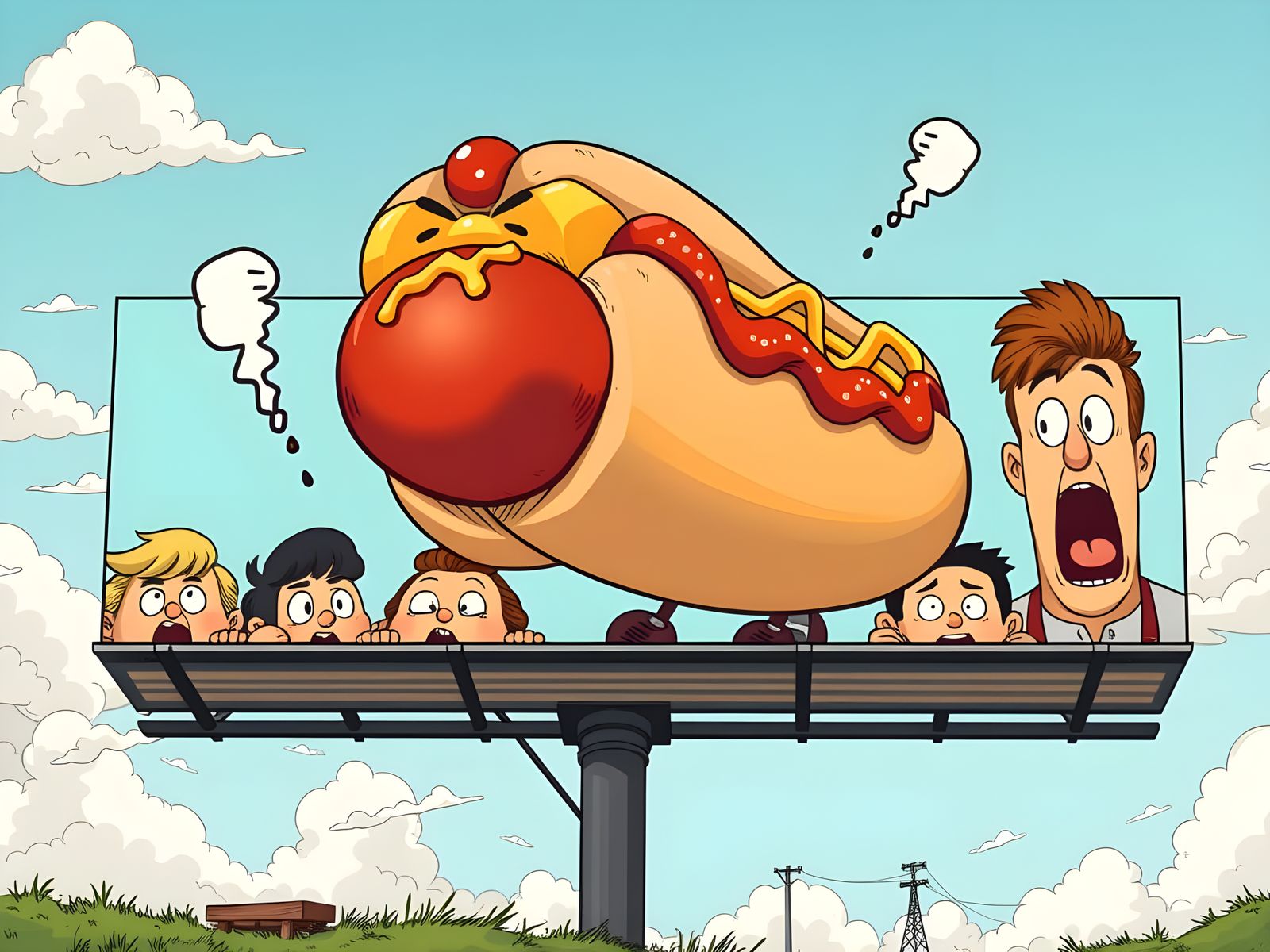Giant Hotdog Billboard Ad in Humorous Shock