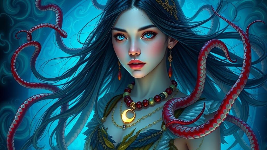 Enchanting Underwater Goddess with Nature-Inspired Attire