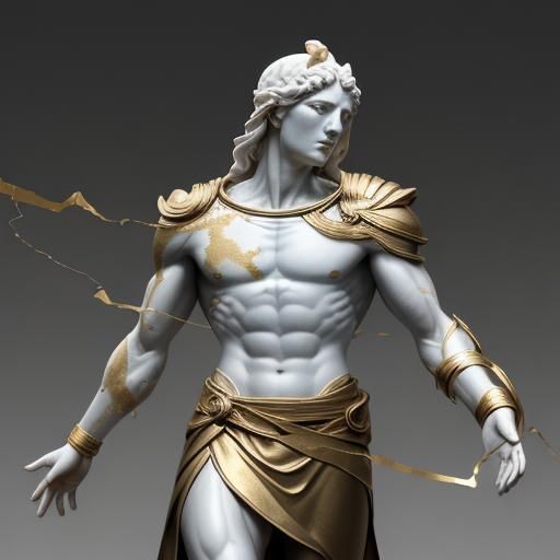 Greco-Roman statue with Muscular Man in Skirt