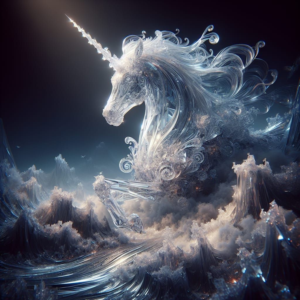 Crystal Unicorn in Digital Matte Painting Style
