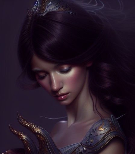 Beautiful Fantasy Woman, Hyperdetailed Digital Painting