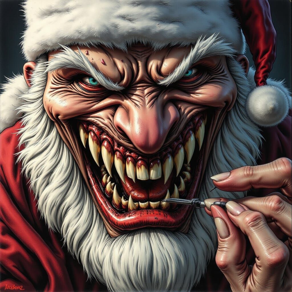 Diabolical Santa Surprise in Dark Fantasy Style