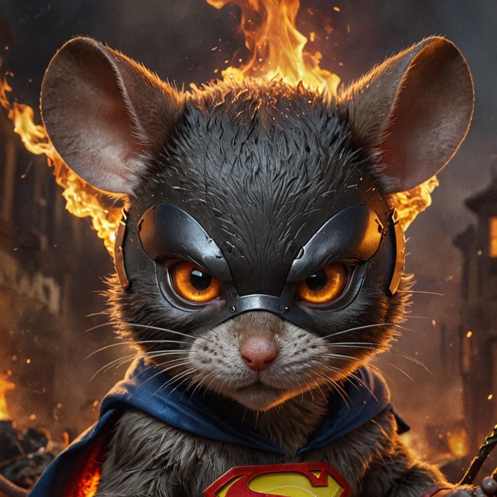 Super-Hero Mouse Portrait in Epic Movie Style