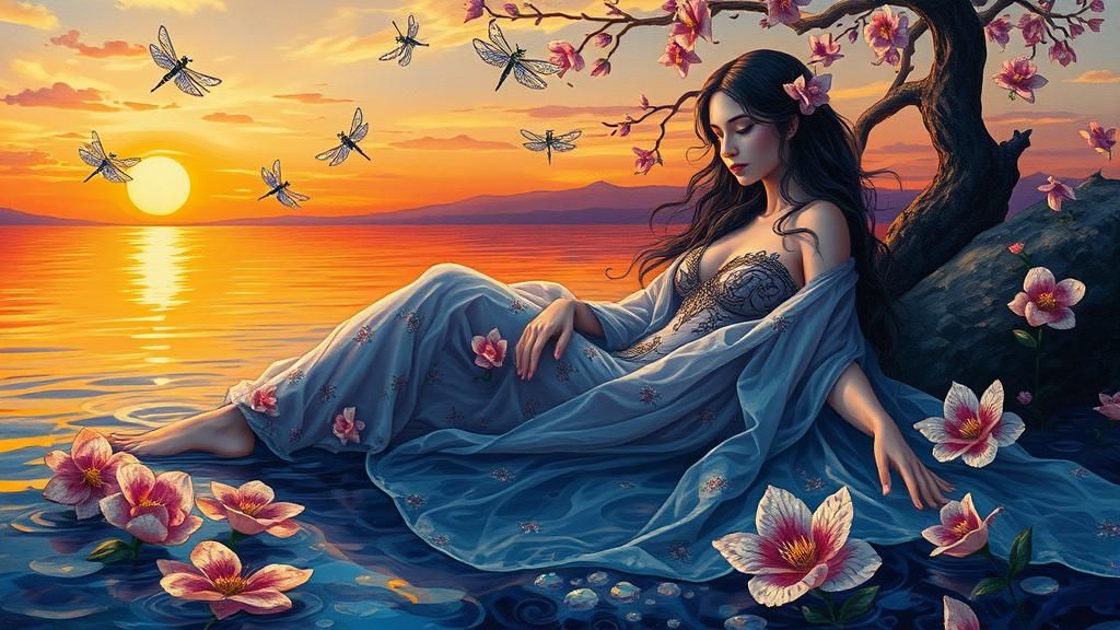 Naiad in Crystal Oasis as Impasto Painting