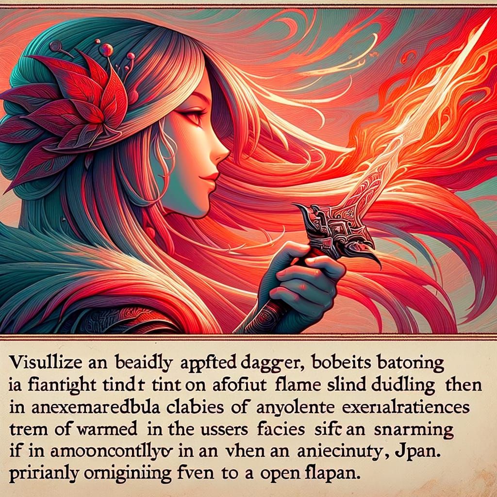 Exquisitely Crafted Dagger with Reddish Tint, in Anime Style