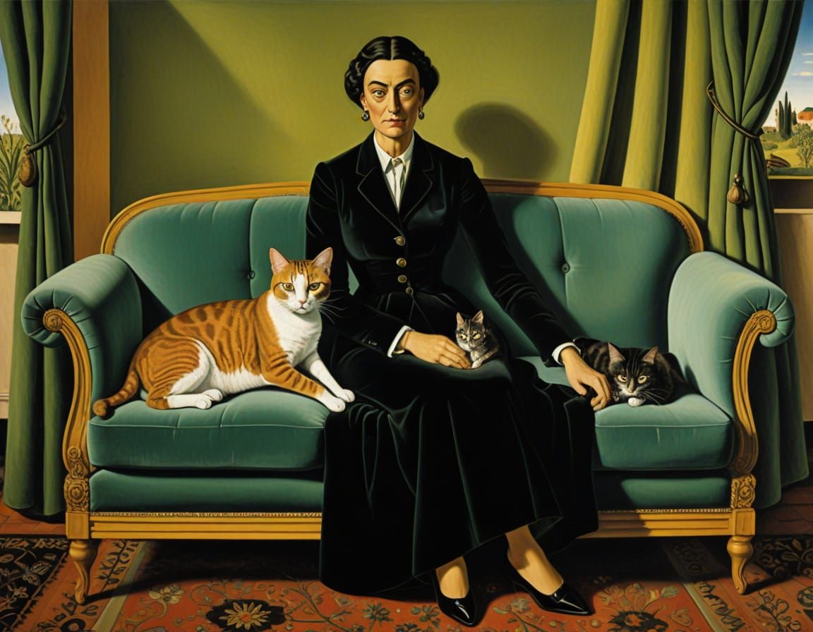 Surrealist Sofa Scene in Vibrant Colors