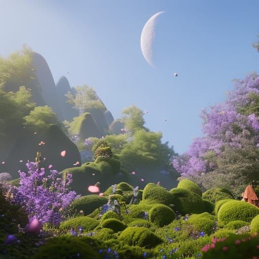 Moon Fairies in a Fantastical Garden