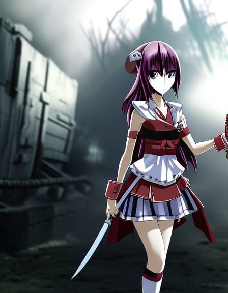 Zombie Anime Girl Digital Illustration