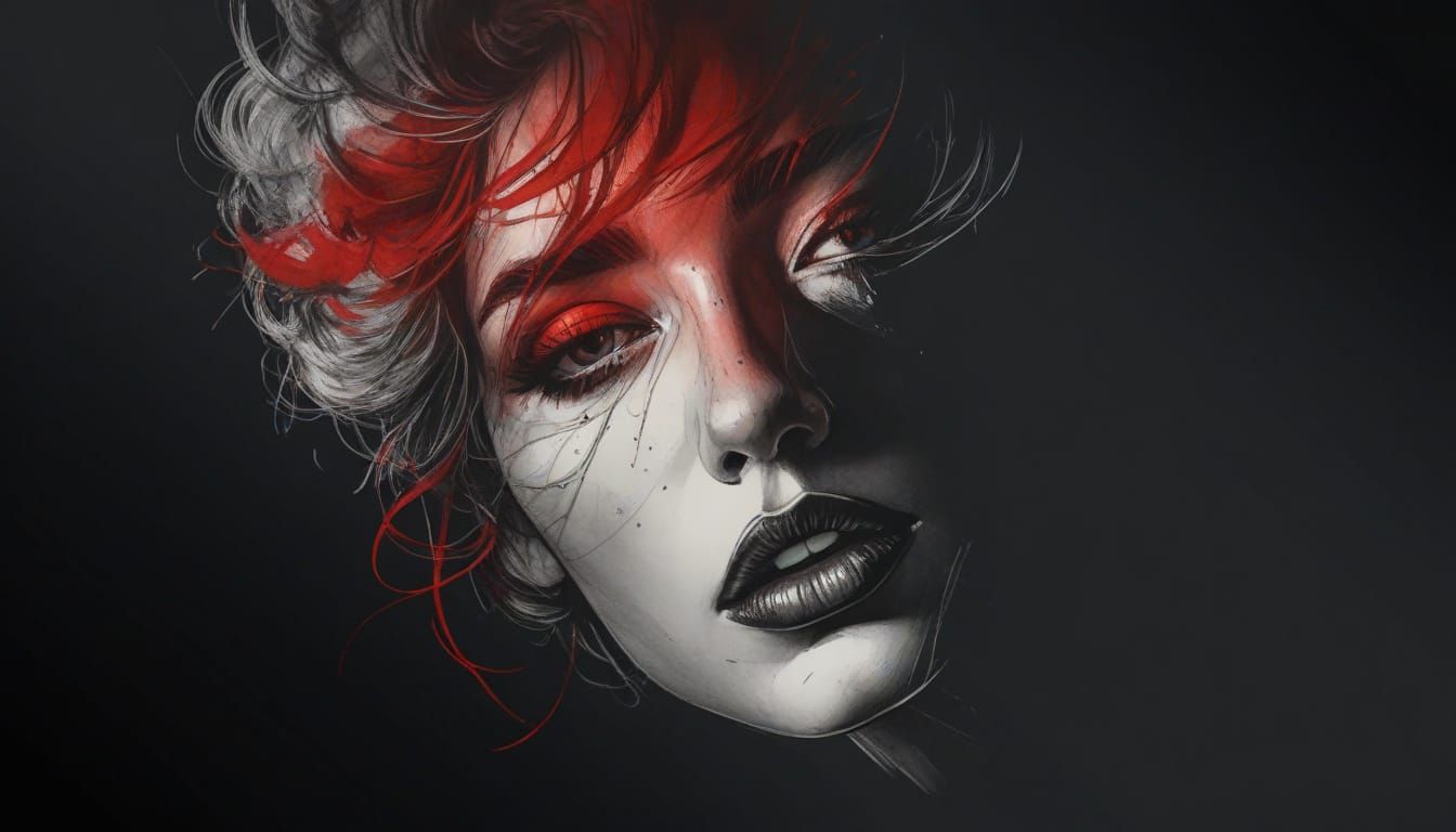 Abstracted Lilith Portrait in High Contrast Lines