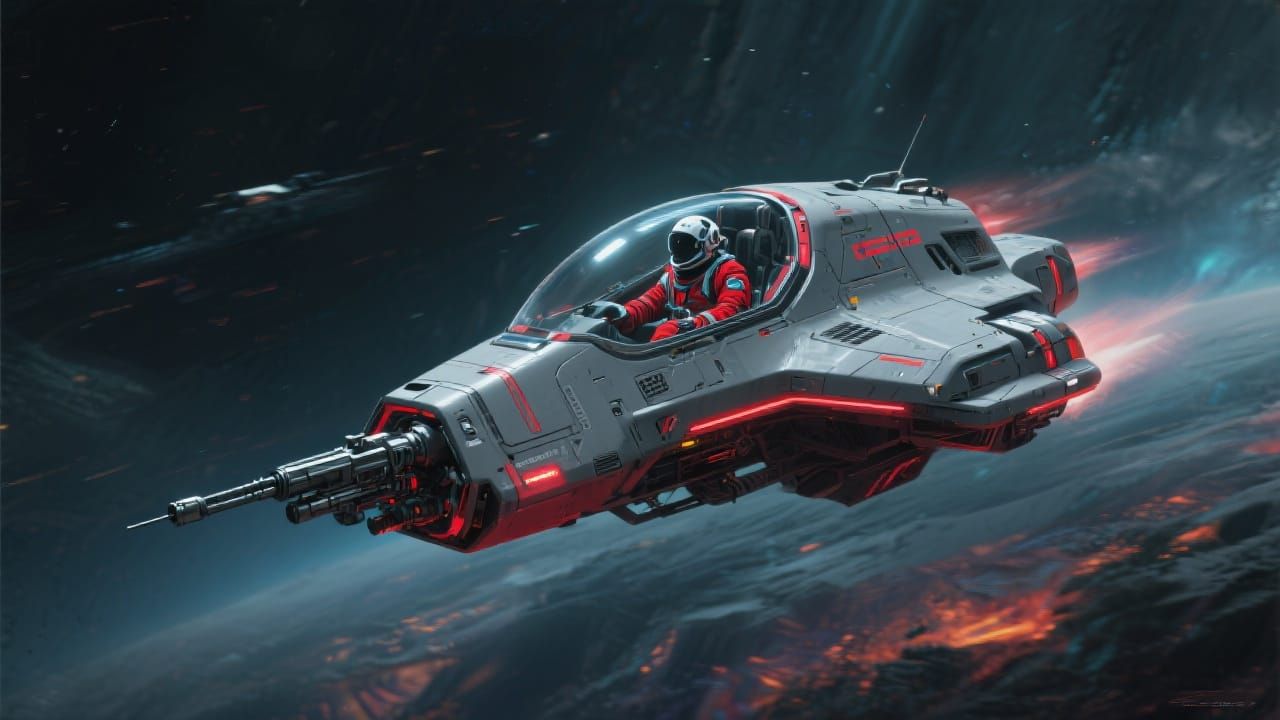 Futuristic Spaceship in Sci-Fi Style