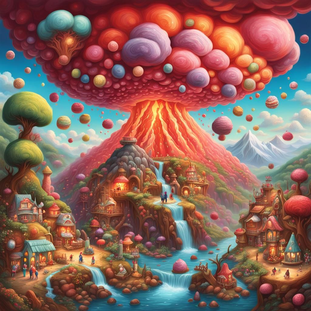 Candy Volcano Eruption in Fairytale Land