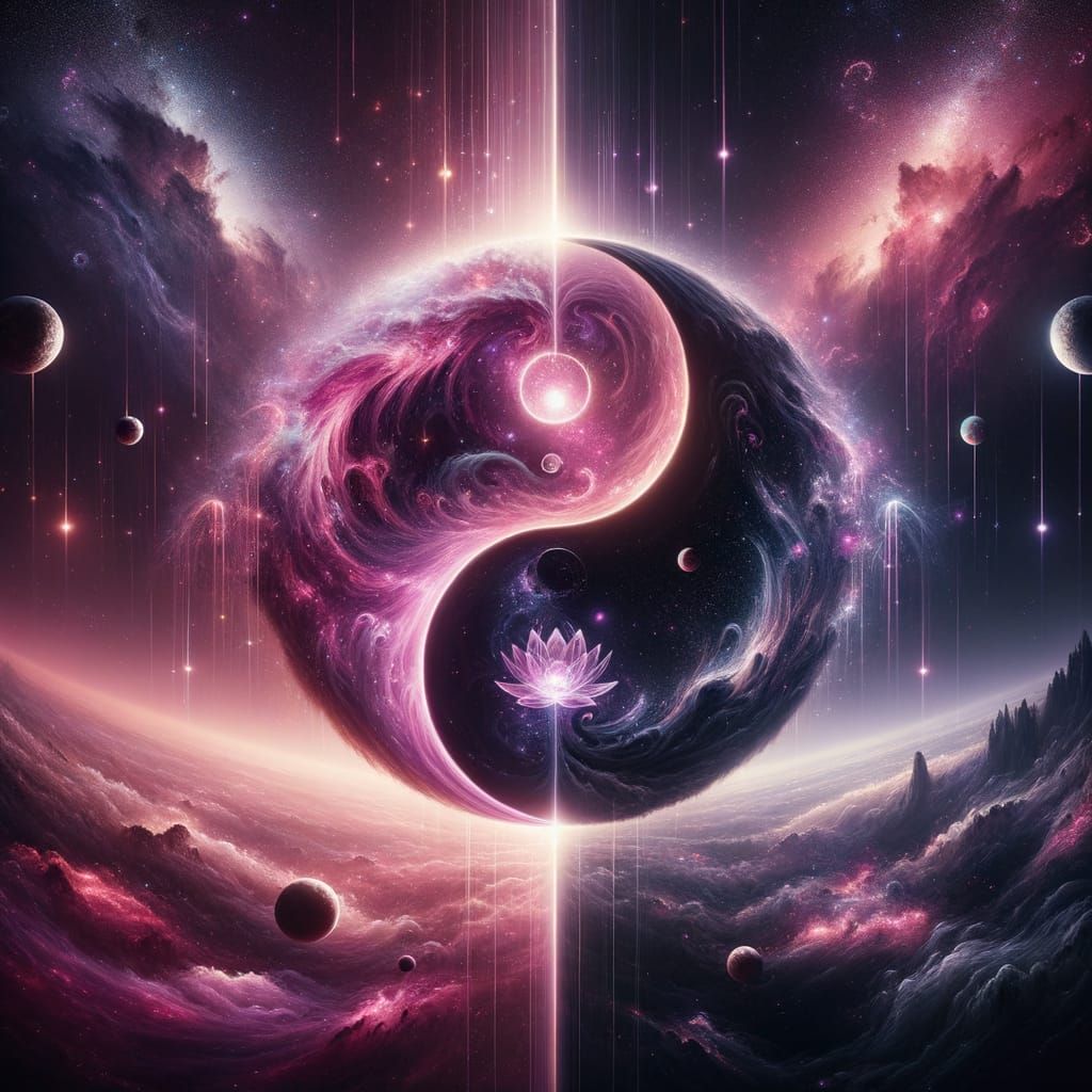 Cosmic Yin-Yang with Crystal Lotus in 8K