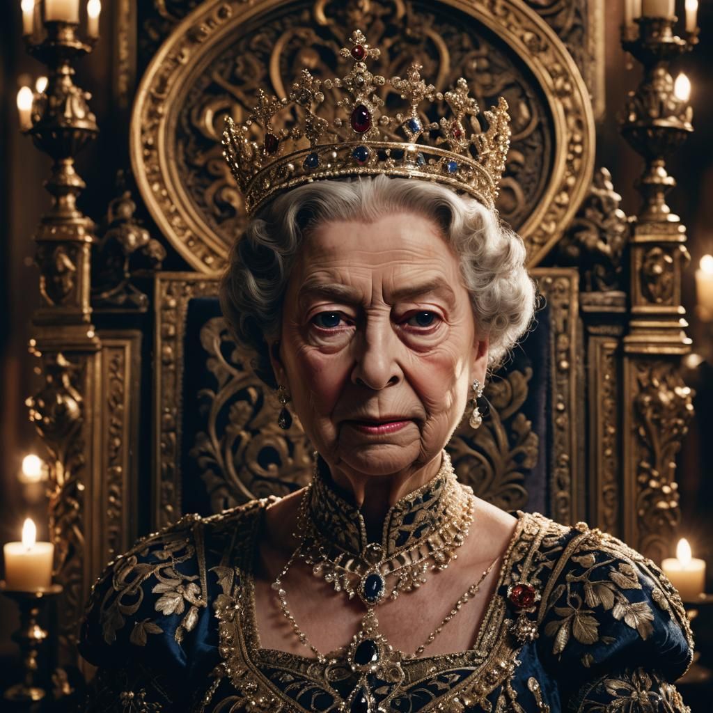 Queen Elizabeth Portrait in Hyperrealistic Photography Style
