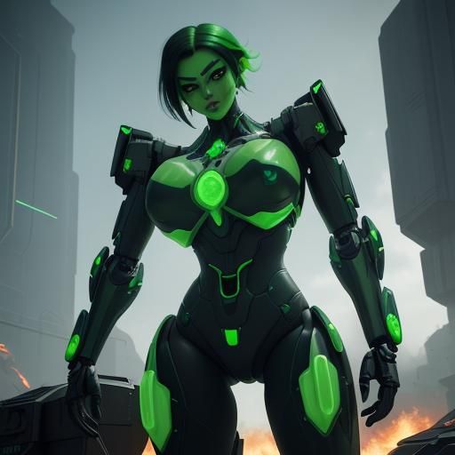 Shego Drives a Giant Flaming Robot