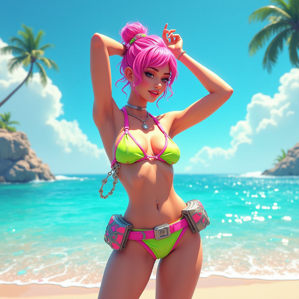 Brite Bomber on Sun-Kissed Beach in Fantasy Style