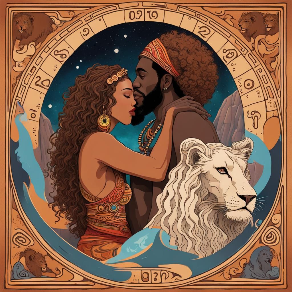 Gypsy Woman and African Man Kissing on Alien Planet